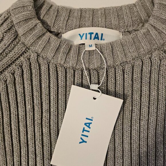 NWT YITAI Signature Rib Sweater-Grey - Picture 10 of 11